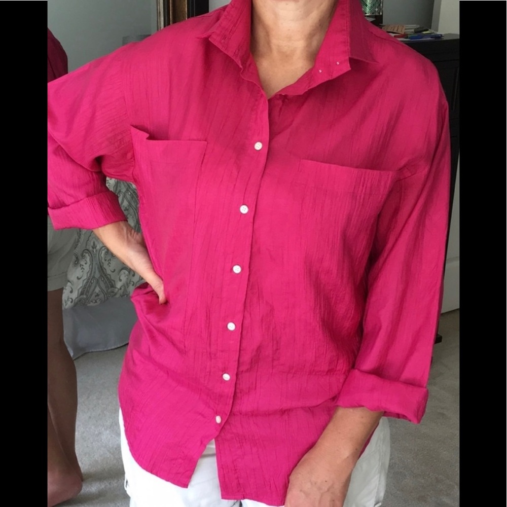 Crinkle silk Blouse 3/4 Length Sleeves